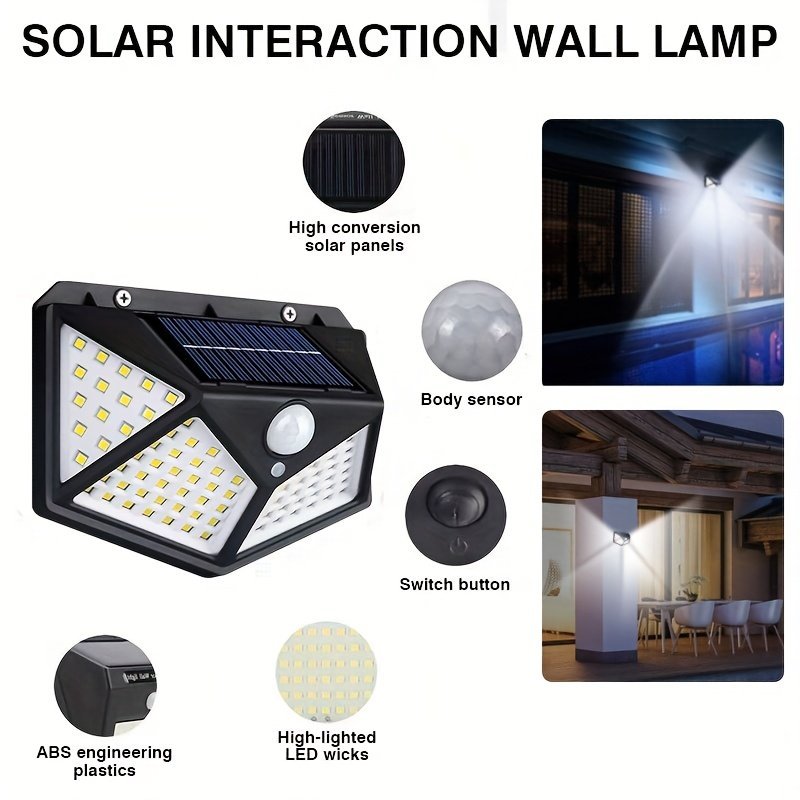 product-fancy-1c941c74-fa7d-4561-83d7-3e233ef4a707.jpg 100 Led Induction Light, Solar Charging, Outdoor Waterproof, Intelligent Light Induction, Automatic Brightness Adjustment, Courtyard Wall Light On All Sides Of The Human Body Induction Wall Lamp Outdoor Light, Outdoor Lighting, Courtyard Illumination, Sleek Design, Contemporary Lamp, Solarpowered Design, Longlasting Battery, Energyefficient Lamp, Motion Sensor Light, Outdoor Enthusiasts, Security Lighting - Image 1