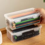 4Pcs Large Transparent Pp Storage Boxes With Lids, Suitable For Pens, Pencils, Markers, Crafts - Office And School Supplies Organizer, School Supplies Storage, Transparent Design, Secure Lid Feature - Image 7