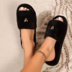 New High-End Fashion Love-Decorated Plush Slippers For Women With Open Toes, Soft And Comfortable, Lightweight, Suitable For Bedroom, Living Room, Home, Suitable For All Seasons - Image 9