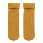 Autumn And Winter 4-Pair Pack Women'S Vertical Stripe Fleece-Lined Thick Snow Socks Mid-Calf Warm Floor Socks - Image 3