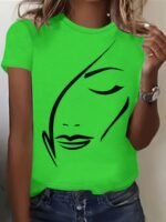 Graphic Print T-Shirt, Casual Short Sleeve Crew Neck Top For Spring & Summer, Women'S Clothing - Image 5
