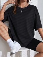 Women'S Casual Short Sleeve Crew Neck T-Shirt With "Do What Makes You Happy" Slogan Print, Drop Shoulder Relaxed Fit, Medium Stretch Breathable Fabric, Machine Washable Spring Summer Top, Cute Shirts, Casual Attire, Playful Graphic Tee, Mediumstretch Fabric - Image 8