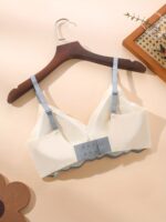 Love Women'S Wireless Bra No Underwire Anti-Sagging Removable Pads Medium Support Soft Pink Contrast Trim Comfort Sports Everyday Basic Bra - Image 6