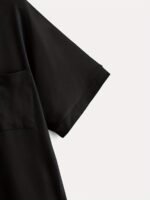 Plus Size Women'S V-Neck Short Sleeve T-Shirt - Casual Stretch Top, Solid Black, Spring Summer Fall Essential, Hand Wash Only, Semiformal Attire, Versatile Fashion, Nontransparent Fabric - Image 3