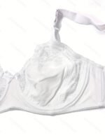 Women'S Plus Size Sexy Floral Lace Bra, Breathable Ultra-Thin Single Layer Full Coverage Underwire Bralette, French Romantic Daily Lingerie, Polyamide 85% Elastane 15%, Medium Stretch Knit Fabric, Solid Color With Contrast Lace Detail, No Padding - 170 Gsm - Image 6
