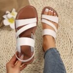 Women'S Casual Flat Sandals - Brown Cover Straps, Open Toe, Comfortable Tpr Sole, Ideal For Beach And Home Use, Beach Shoes - Image 2