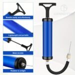 Portable Manual Air Pump Kit, Pvc Ball Pump Inflator With Needle, Nozzle, Extension Hose For Soccer Basketball Football Volleyball Water Polo Rugby Exercise Sports Ball Balloon Swim Inflatables, Blue, Without Battery - Image 5