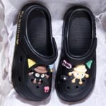 Mid-Year, Summer New Arrivals, Japanese And Korean Fashion Women'S Cute Detachable Coal Ball Eva Hole Shoes, Adorable Coal Ball Charms, Comfortable Casual Versatile, 5Cm Thickened Sole, Rotatable Back Strap For Dual Wear, Easy To Put On/Off, Anti-Slip Durable Sole, Safe Walking Non-Skid, Suitable For Indoor, Outdoor, And Parties - Image 7