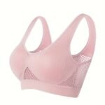 1Pc Essence Collection - High-Elasticity Bra With Removable Pads, Breathable Mesh Design For &, Wireless & Comfortable Fit, Plus Size Bra | Wireless Bra | Removable Pads