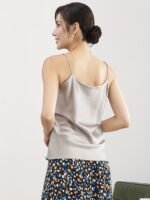 1Pc Elegant Off-Shoulder Sleeveless Blouse For Women - Chic White Satin Summer Top With Deep V-Neck, Perfect For Layering Or Standalone Outfits, Versatile Fashion | Elegant Offshoulder | Satin Finish - Image 8