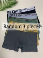 Random 1/3Pcs Men'S Hello Underwear, All-Season Boxer Briefs For Men, Casual Solid Color Comfortable Soft Breathable Men'S Boxers - Image 2