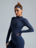 Women'S Quick-Dry Long Sleeve Zip-Up Sports Jacket - High Elasticity Breathable Yoga & Running Top With Front Pockets, Slim Fit All-Season Activewear For Gym, Outdoor Activities, Sleek Design, Durable Fabric - Image 9