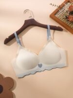 Love Women'S Wireless Bra No Underwire Anti-Sagging Removable Pads Medium Support Soft Pink Contrast Trim Comfort Sports Everyday Basic Bra - Image 3