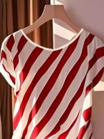 Women'S Elegant French-Inspired Sleeveless Blouse With Bow Detail & Striped Pattern - Semi-Sheer Round Neck Shirt For Spring Summer Fall, Machine Washable Casual To Dressy Tops, Seasonal Fashion, Frenchinspired Design, Decorative Bow Design - Image 7