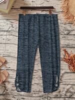 Women'S Plus Size Stretchy Casual Pants - Solid Color Black, Elastic Waistband, Comfort Fit, Polyester, Machine Washable - Ideal For Spring/Summer/Fall - Image 2