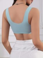 Women'S Solid Color Front Closure Bra With Shell Pattern Trim, Integrated Wide Shoulder Straps, Non-Removable Pads, Wire-Free, 5 Colors To Choose From, Meeting Multi-Environment Four Seasons Wear - Image 10