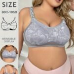 Plus Floral Seamless Push-Up Bra, Wire-Free Bra, Comfortable And Breathable Underwear