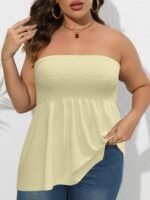 Women'S Elegant Off-Shoulder Crop Tube Top - Stretchy Solid Color Short Sleeve Blouse With Ruching Detail, Machine Washable For Spring Summer Fall Casual & Dressy Outfits, Crop Top Blouse, Seasonal Fashion, Flowy Fabric, Comfortable Fit - Image 9