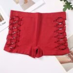 Women'S Plus Simple Panty, Plus Size Solid Geometric Hollow Out High Waist Seamless Boyshorts