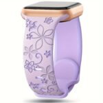 Women'S Floral Engraved For Apple Watch Band - Soft Silicone Sport Strap With Butterfly Clasp, Cute Flower Pattern Compatible With Series 1-10 & Ultra/Ultra 2/3/Se (38Mm-49Mm) - & Floral Design, Comfortable Durable Strap For Casual Attire - Image 15