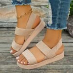 Women'S Slip-On Open-Toe Sandals With Adjustable Crisscross Straps - Breathable Fabric Upper & Lightweight Eva Sole - Casual Beach Shoes For Summer, Outdoor, And All-Season Wear, Crisscross Design, Eva Construction, Summer Footwear, Minimalist Style, Soft Insole, Casual Attire - Image 9