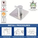 4Pcs Adhesive Heavy Duty Wall Hooks, Waterproof Stainless Steel Hooks For Hanging Coat, Hat, Towel Robe Hook Rack, Wall Mount- Bathroom And Bedroom Racks - Image 2