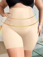 Women'S Plus Sexy Shapewear Shorts, Plus Size Hot Lace Stitching Tummy Control Slimming Shorts