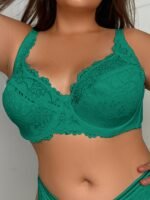 Plus Size Women'S Sexy Black Lace Bra - Ultra-Thin Comfort Fit With Underwire Support, E-Cup Soft Stretch Fabric & Lace Detailing For Everyday & Special Occasion Wear, Sophisticated Lingerie, Elegant Lingerie Style, Medium Elasticity - Image 4
