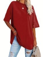 Plus Size Solid Simple T-Shirt, Casual Crew Neck Short Sleeve T-Shirt, Women'S Plus Size?Clothing - Image 9