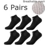 6/12 Pairs Men'S Soft Breathable Athletic Socks - Geometric Pattern, Low-Cut Design For Basketball & Football, Comfortable Polyester Blend, Black & White Options, Sports Socks, Sporty Style, Durable Knit - Image 11