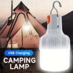Rechargeable Led Camping Lantern, Usb Charging Dimmable Wall Mount Flashlight With Push Button Control, Portable Emergency Outdoor Light With Hook For Adventure, Fishing, Abs Plastic, ?36V