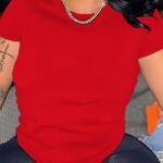 Women'S Plus Size Black T-Shirt - Casual Crew Neck, Short Sleeve, Lightweight & Stretchy, Summer Fashion, Everyday Tshirt|Casual Style|Comfortable Fit, Plus Size Shirts