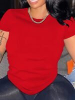 Women'S Plus Size Black T-Shirt - Casual Crew Neck, Short Sleeve, Lightweight & Stretchy, Summer Fashion, Everyday Tshirt|Casual Style|Comfortable Fit, Plus Size Shirts