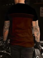 Men'S Stylish Black & Blue Gradient T-Shirt - 100% Polyester, Round Neck Short Sleeve, Machine Washable, Comfort Fit For All Seasons, Casual Wear | Smooth Texture Fabric, Everyday Tshirt | Gradient Design | Smooth Texture Fabric, T Shirt - Image 6