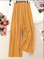 Women'S Plus Size Green Wide-Leg Pants - Non-Stretch, Straight Leg, Spring/Summer Fashion, Drawstring Waist, Casual Wear, Casual Wear Pants|Wide Leg Fashion|Drawstring Waistband, Plus Size Pants - Image 6