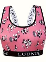 Plus Size Women'S Cartoon Mouse Print Letter Tape Non Padded Bralette - Image 6