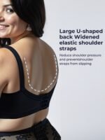 Plus Bra, Underwire-Free Full Coverage Bra, Push Up Bra With Classic Three-Piece Structure In Sheer Fabric, Sexy Contrast Lace, Wide Shoulder Straps, Back Shaping And Side Reduction, 100Dd, 105D - Image 10