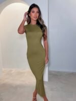 Women'S Bodycon Pencil Dress - Sexy Round Neck Short Sleeve Long Sleeveless Alternative - Machine Washable Stretchy Fabric - Solid Color Elegant Office To Party Wear, Formal Occasion, Formfitting Silhouette, Smooth Texture, Professional Women - Image 5