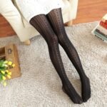 1 Pair Elegant Women'S Vintage Lace Tights - Intricate Hollow-Out Design, 100% Polyester, Hand Washable, Sheer White Pantyhose For Sophisticated Style, Lace Trim - Image 4
