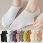 3 Pairs/6 Pairs/12 Pairs Women'S Multi-Color Boat Socks, Plain And Colorful Minimalist Trendy Cute Open-Toe Socks Suitable For Daily Use - Image 3