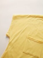 Women'S Elegant V-Neck Short Sleeve Dress - Mustard Yellow With Asymmetrical Hem & Side Pockets, Stretchy Fabric, Machine Washable Spring/Summer Casual To Dressy Outfit, Casual Attire, Stylish Silhouette, Nontransparent Material - Image 10