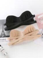 Two-Pack Thin One-Word Wrap Bra Sexy Gathering Invisible Anti-Slip Underwear Women'S Camisole - Image 2