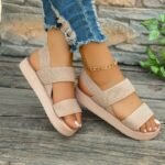 Women'S Slip-On Open-Toe Sandals With Adjustable Crisscross Straps - Breathable Fabric Upper & Lightweight Eva Sole - Casual Beach Shoes For Summer, Outdoor, And All-Season Wear, Crisscross Design, Eva Construction, Summer Footwear, Minimalist Style, Soft Insole, Casual Attire - Image 7
