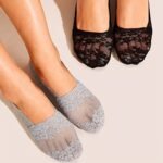 5-Pair Set Women'S Cherry Blossom Lace No-Show Socks, 95% Polyester 5% Spandex, Knit Fabric, Solid Color, Invisible Boat Socks With Contrast Lace Detail, Machine Washable - Image 2