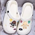 Mid-Year, Summer New Arrivals, Japanese And Korean Fashion Women'S Cute Detachable Coal Ball Eva Hole Shoes, Adorable Coal Ball Charms, Comfortable Casual Versatile, 5Cm Thickened Sole, Rotatable Back Strap For Dual Wear, Easy To Put On/Off, Anti-Slip Durable Sole, Safe Walking Non-Skid, Suitable For Indoor, Outdoor, And Parties - Image 3