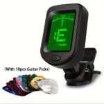 1Pc Accurate Clip-On Guitar Tuner With 360-Degree Rotatable Digital Display - Ideal For Acoustic Guitar, Ukulele, Bass, Violin, Banjo And Chromatic, Includes 10 Guitar Picks (Random Color) For Ultimate Convenience