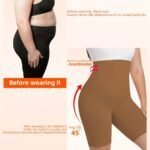 1Pc Plus Size Women'S High-Waisted Shaper Shorts, Tummy Control And Butt Lifter, Thigh Slimmer, Knit Polyamide Fabric, Solid Color, High Support Body Shaper