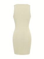 Women'S Sleeveless Round Neck Mini Dress - Solid Color Stretchy, Machine Washable, All-Season Versatile Casual To Formal Wear, Dress Mini, Construction - Image 8