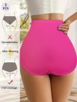 Plus Size High-Waisted Shaping Women'S Underwear Made Of Breathable Mesh, Featuring Cross-Body Control, Seamless, Triangular Design For Body Sculpting And Lifting. - Image 7