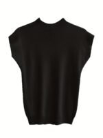 Women'S Stretchy Sleeveless Top - Elegant Round Neck Casual Shirt, Solid Color High Elasticity Blouse For Spring Summer Fall, Versatile For Casual Outings & Semi-Formal Events, Vacation Clothing, Simple Stylish Top, Comfortable Fit - Image 7